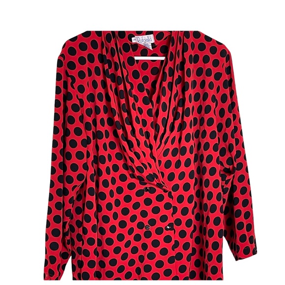Vintage Rafaela secretary 80s blouse polka dot - Picture 1 of 8